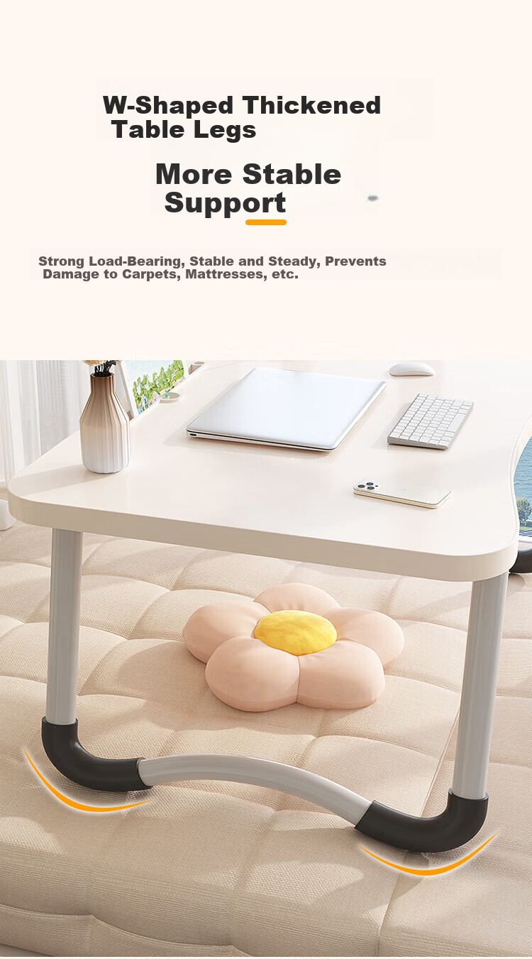 NVV Large Adjustable Folding Laptop Desk Bed Table Computer Stand Dorm Lazy Study Reading Window Small Table Board Dining Table NP-18Pro White 5