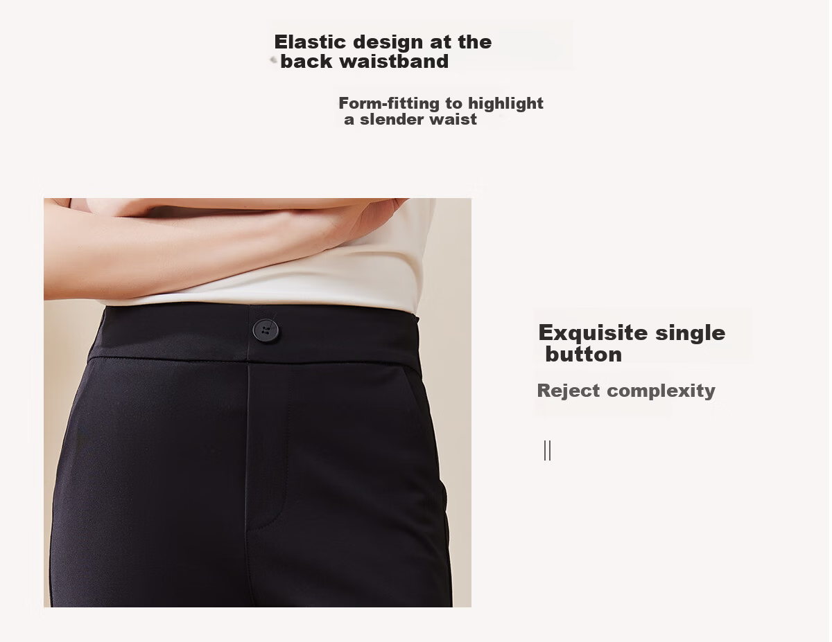 Chushen Spring Autumn Women's Casual High Waist Fashion Slim Fit Flared Suit Pants S141K2006 Black L 5