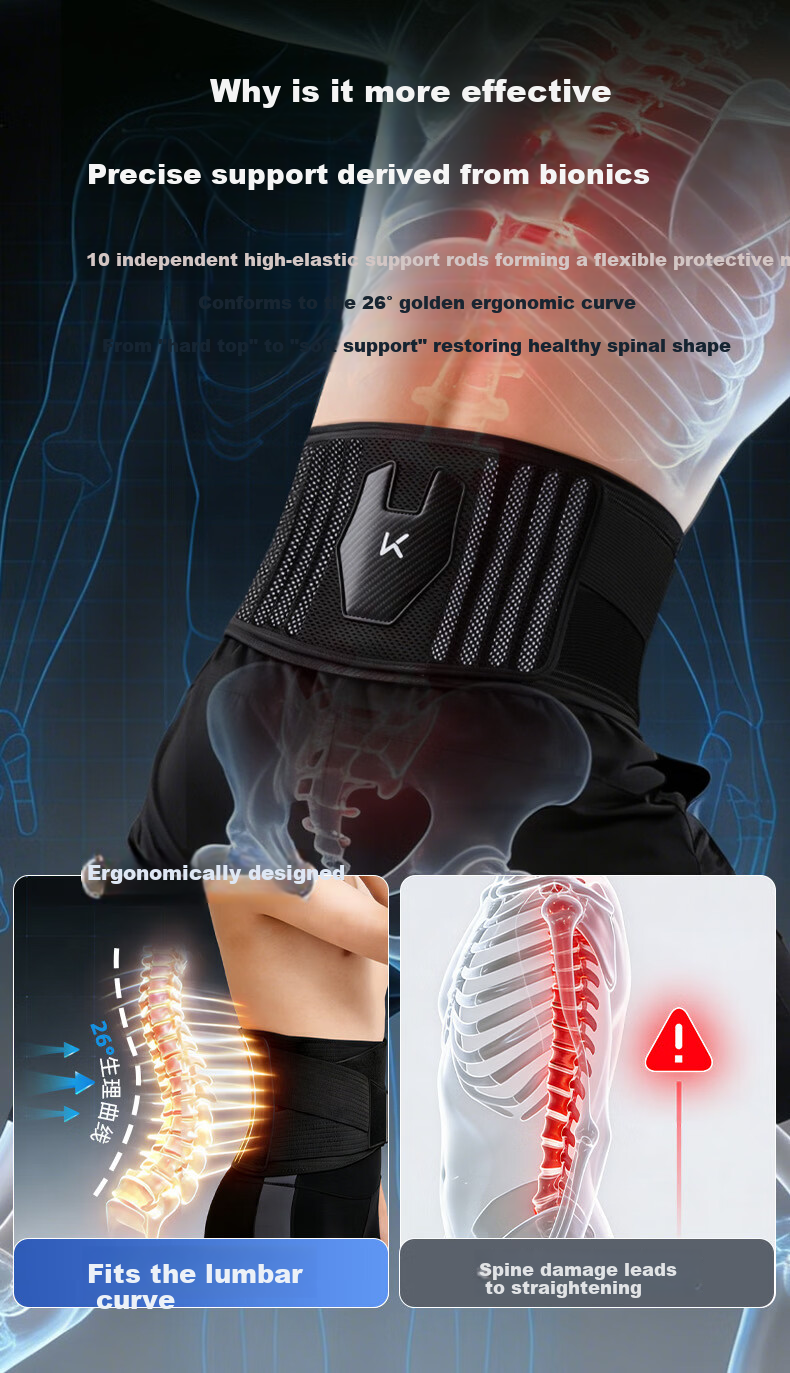 Keep Lumbar Support Belt [Ten Supports] Warm Waist Brace for Lumbar Disc Herniation, Prolonged Sitting, Lumbar Muscle Strain, Fitness Support, Waist Trainer for Men and Women 6
