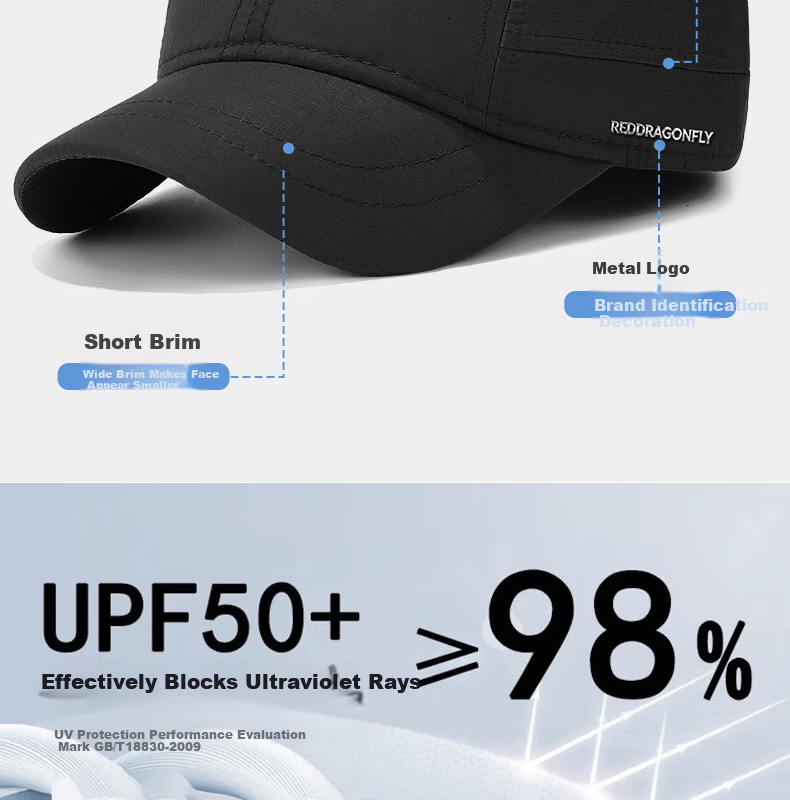 Red Dragonfly Short Brim Hat Men's Spring Summer Running Sports Quick-Dry Casual Breathable Sunshade Sunscreen Hat Women's 4