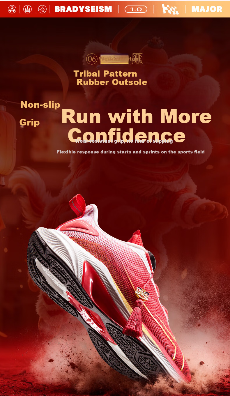 XTEP Kids Sports Shoes Daofeng High Rebound Professional Running Shoes Fluorescent Buddha Hand Yellow/Fluorescent Camellia Red Size 37 15