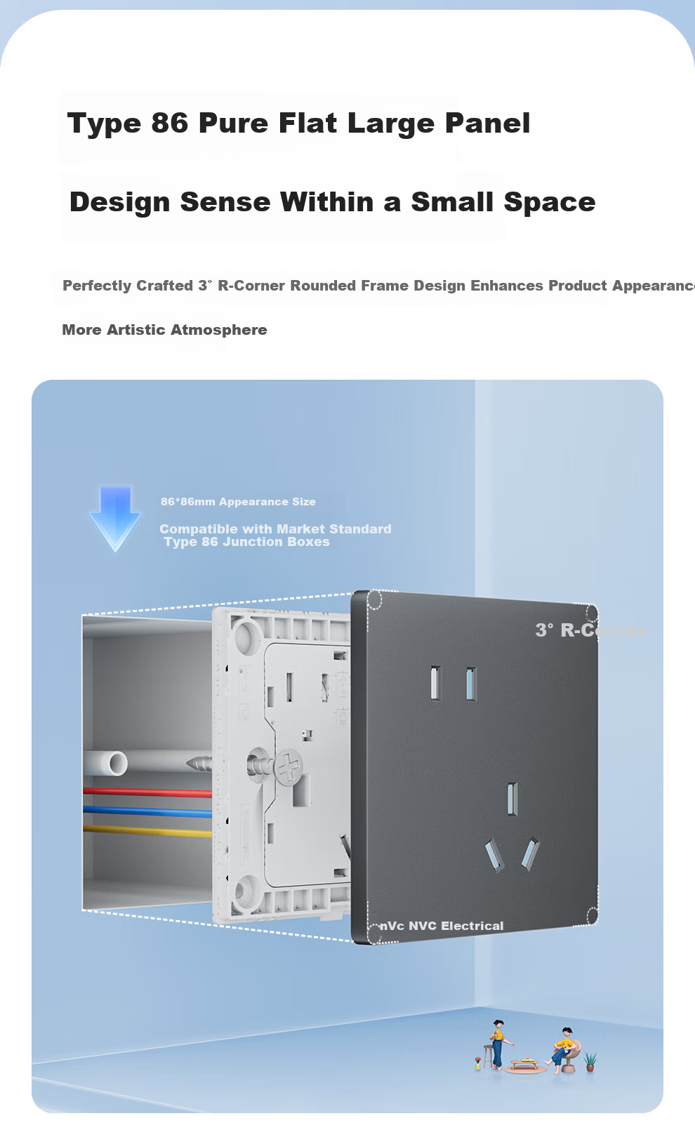 NVCleishidiangong Switch Socket, Two-Way Single Control 86-Type Concealed Wall Switch Panel, N25 Misty Gray 13