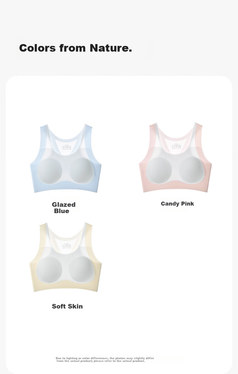 Herbal Original Color Girls' Underwear Development Stage Teen Sports Bra Seamless Vest for Middle and High School Students Phase One 9