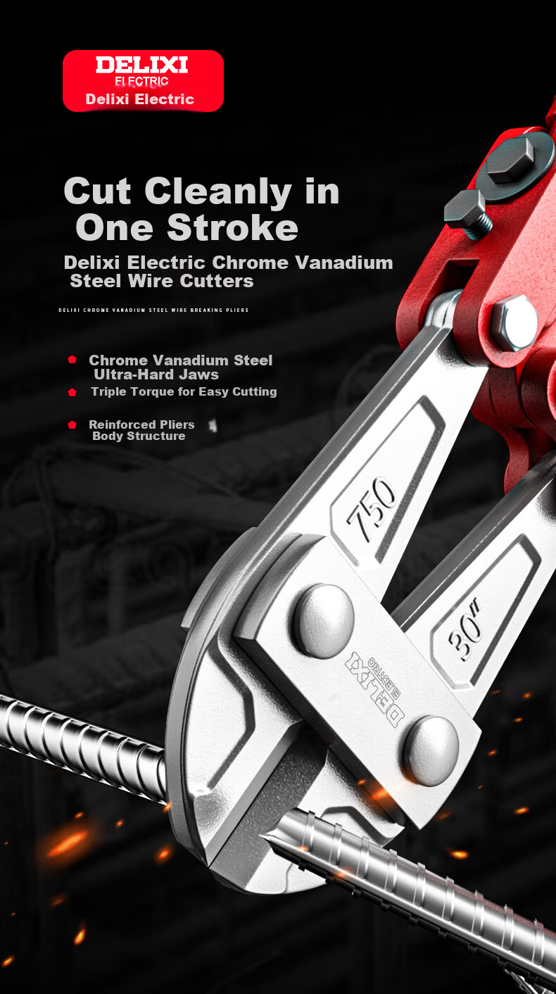 DELIXI Pliers, Rebar Cutter, Labor-Saving Heavy-Duty Scissors, Wire Cutter, Large Pliers, Wire Snips, Lock Cutter 1