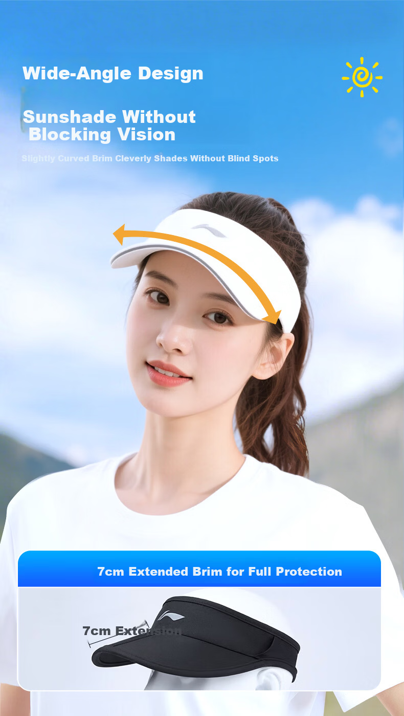 LI-NING Open-Top Sun Hat Unisex Sunshade Cap Running Sports Sun Protection Quick-Dry Outdoor Marathon Tennis Cap 8