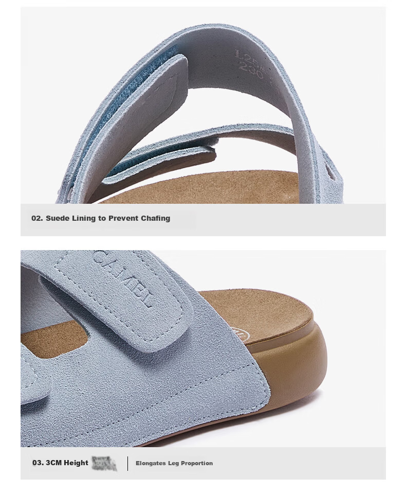 CAMEL Women's Lightweight Comfortable Casual Birkenstock Sandals L25M504096 Blue Size 36 13