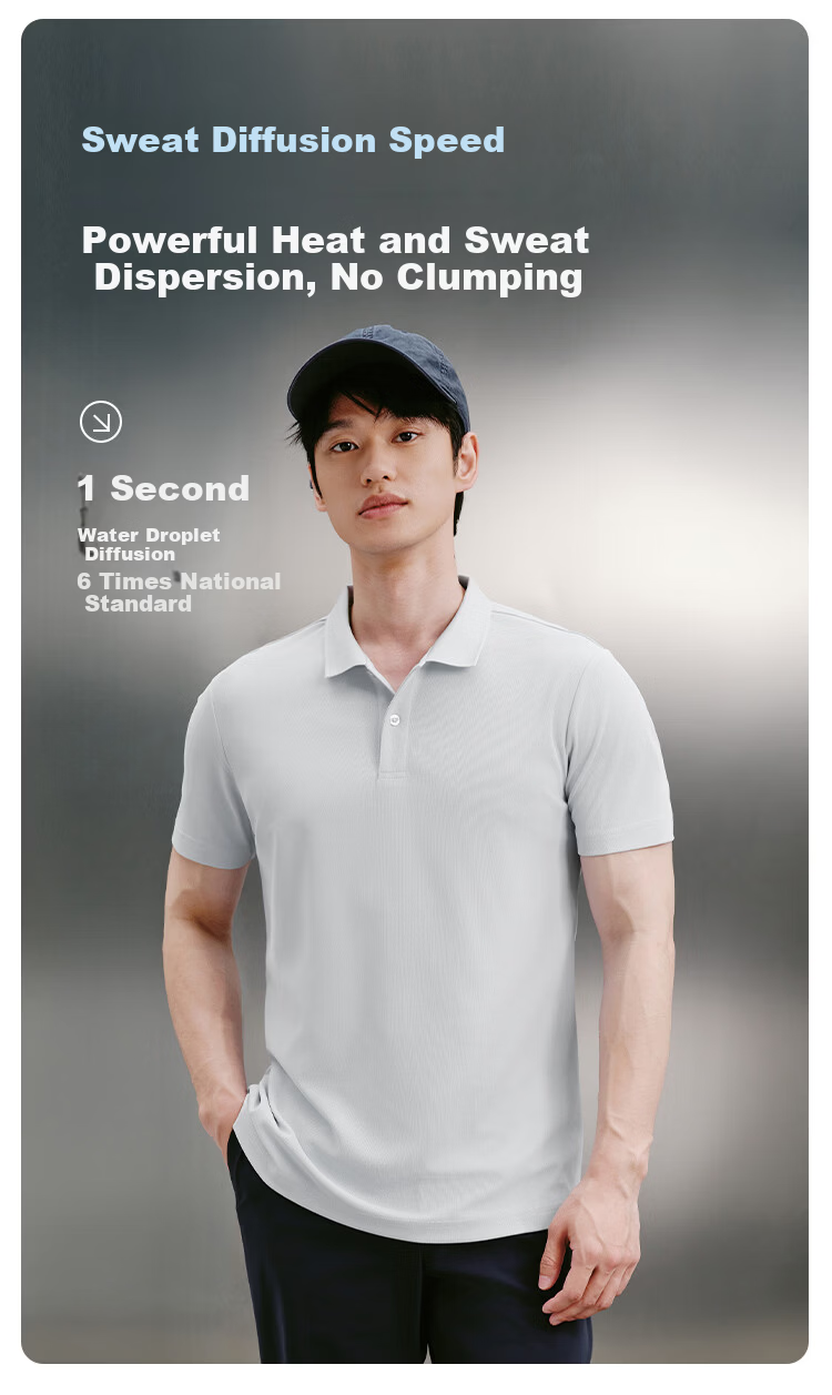 JD Original Summer Sports Short-Sleeve Men's T-Shirt Polo Shirt for Running, Fitness, Outdoor Quick-Dry Clothing Light Blue 3.0 3XL 6