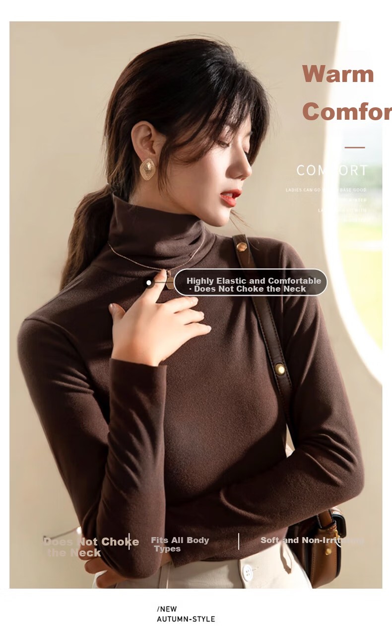LangSha Thick Turtleneck Base Layer Top for Women, Fall/Winter 2025 New Product, Antibacterial Thickened Turtleneck Long-Sleeve Warm Base Layer Sweater 3
