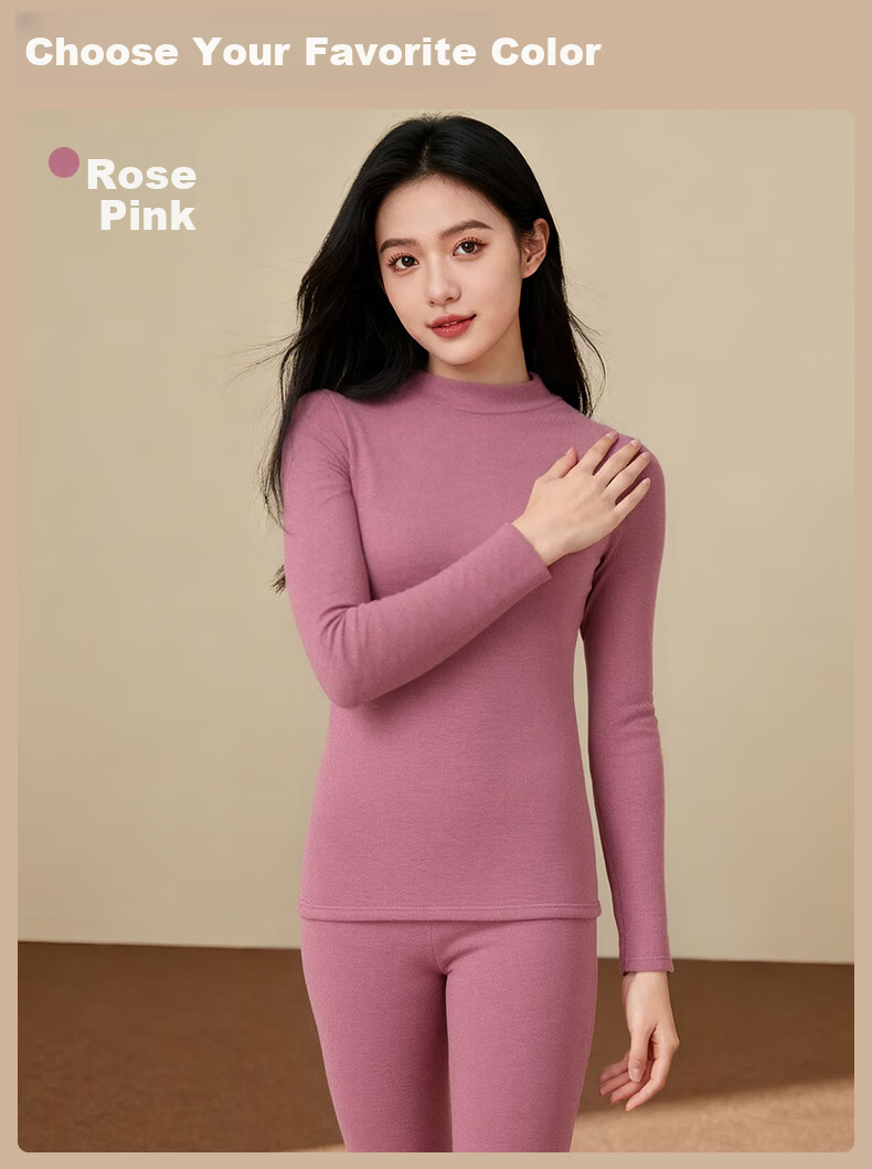Bandgewoo Fleece-Lined Thickened Thermal Underwear Set for Men, German Velvet Mid-Neck Autumn Shirt and Pants, Middle-Aged and Elderly Heat Retention, Cold Resistant to -40°C 11