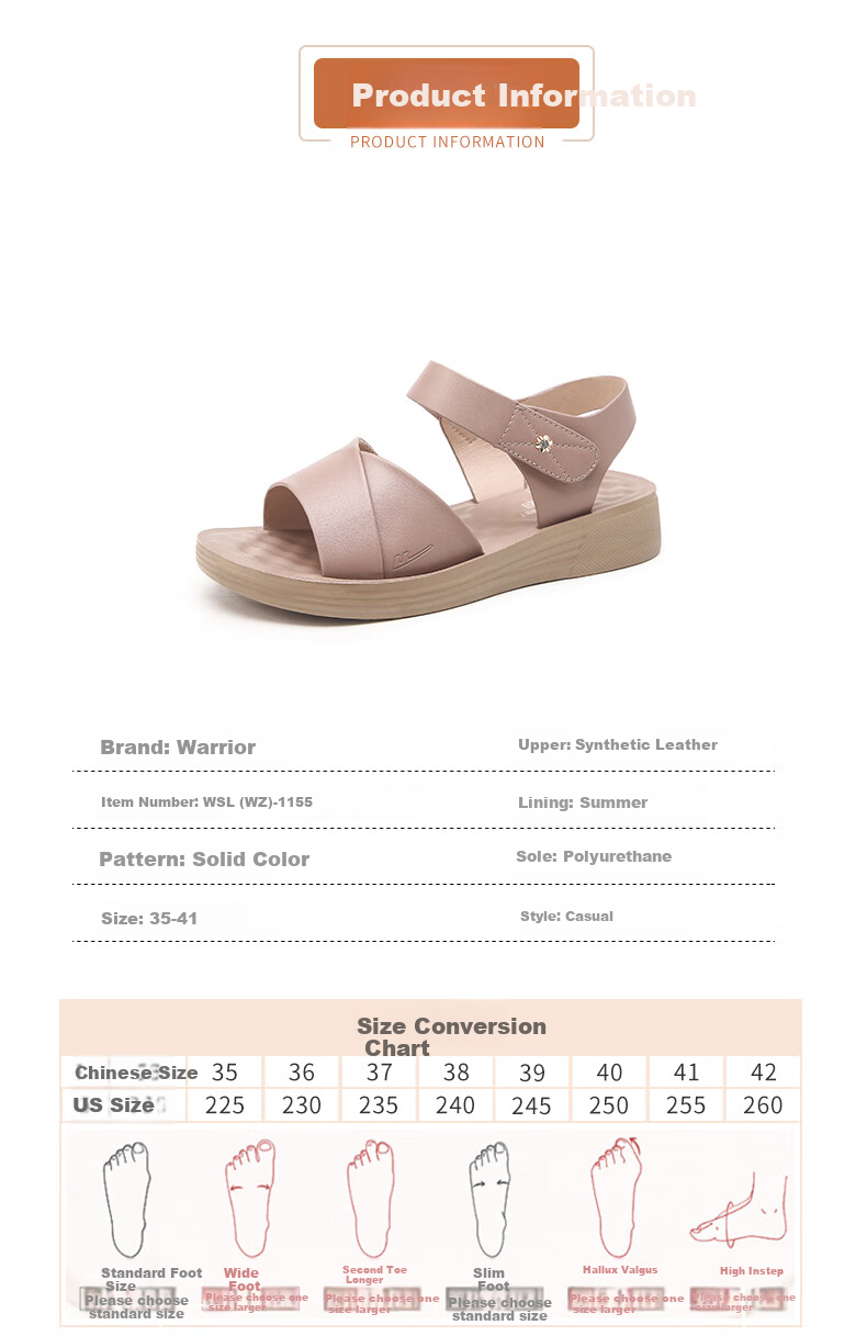 Warrior Women's Summer Soft Sole Non-Slip Sandals for Middle-Aged and Elderly, 2026 New Model, Age 50-60, Style 1155, Lavender, Size 35 4