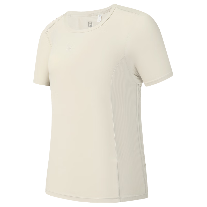 FILA Official Women's Knitted Short Sleeve Shirt 2026 Summer New Fitness Sports Patchwork Crew Neck Black T-Shirt