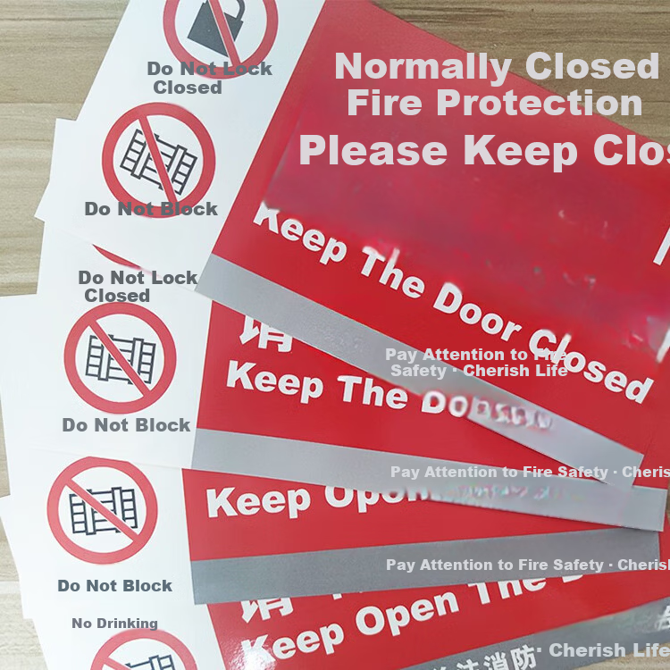 Yiju Changning Large Closed Fire Door Sign Sticker Fire Safety Warning Sign Factory Corridor Please Keep Closed 2