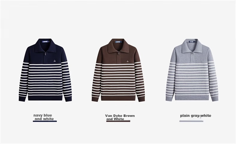 Navikail Star Model Italian Small Sailboat Men's 25-Style Half-Open Collar Striped Casual Knit Sweater 1344045502 13