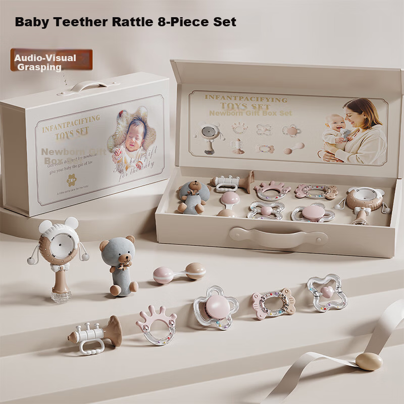 Dimoarch Newborn Baby Welcome Gift Box Early Education Educational Toy Set Practical Rattle Gift Infant Birthday Present