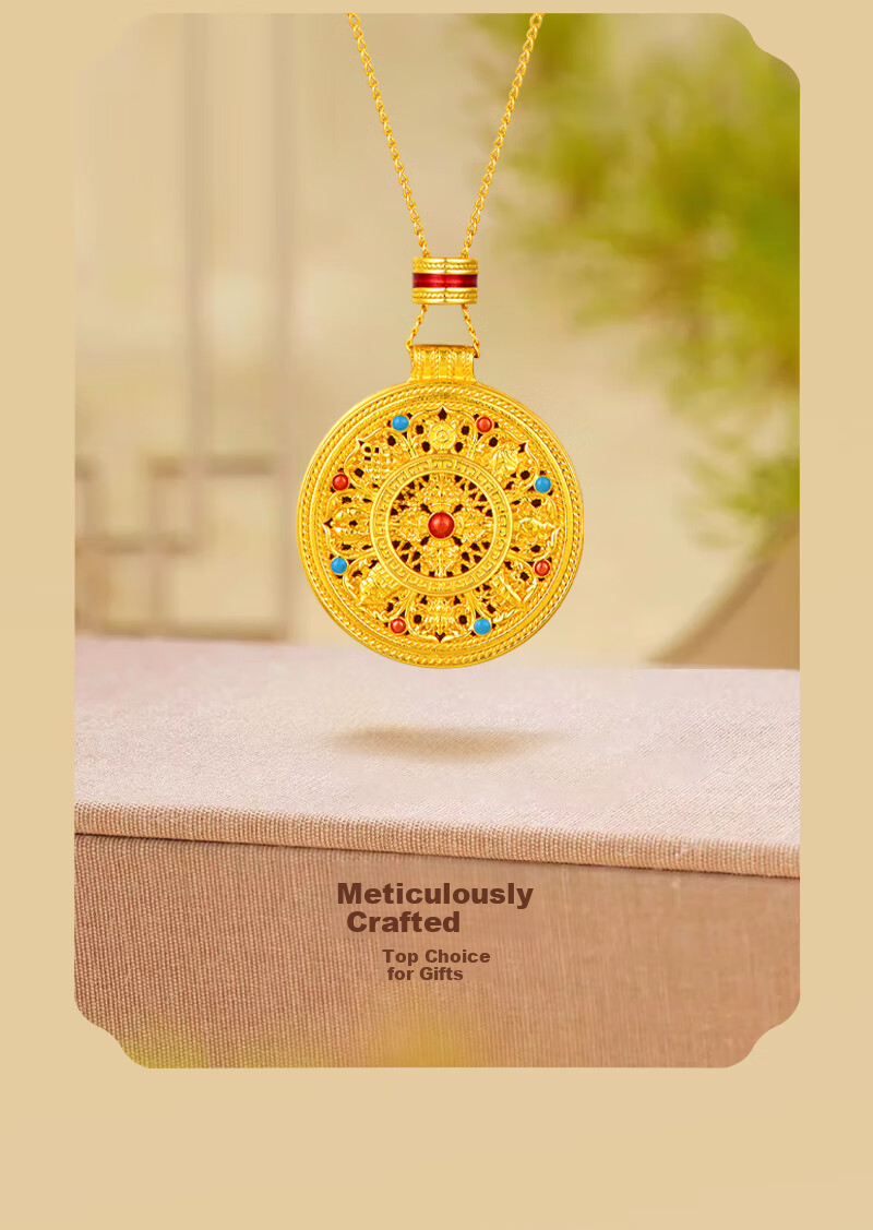 Jinliufu Auspicious Necklace for Women S925 Silver Eight Treasures Compass Enamel Filigree Hollow Pure Silver Pendant Birthday Gift for Girlfriend 4