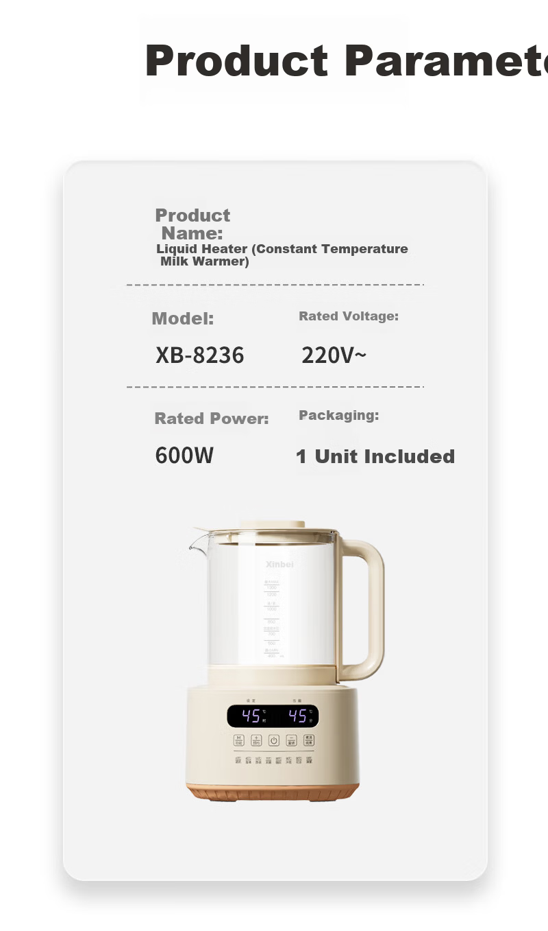 Xinbei Glass Milk Warmer with Coated Base Model 8253 12