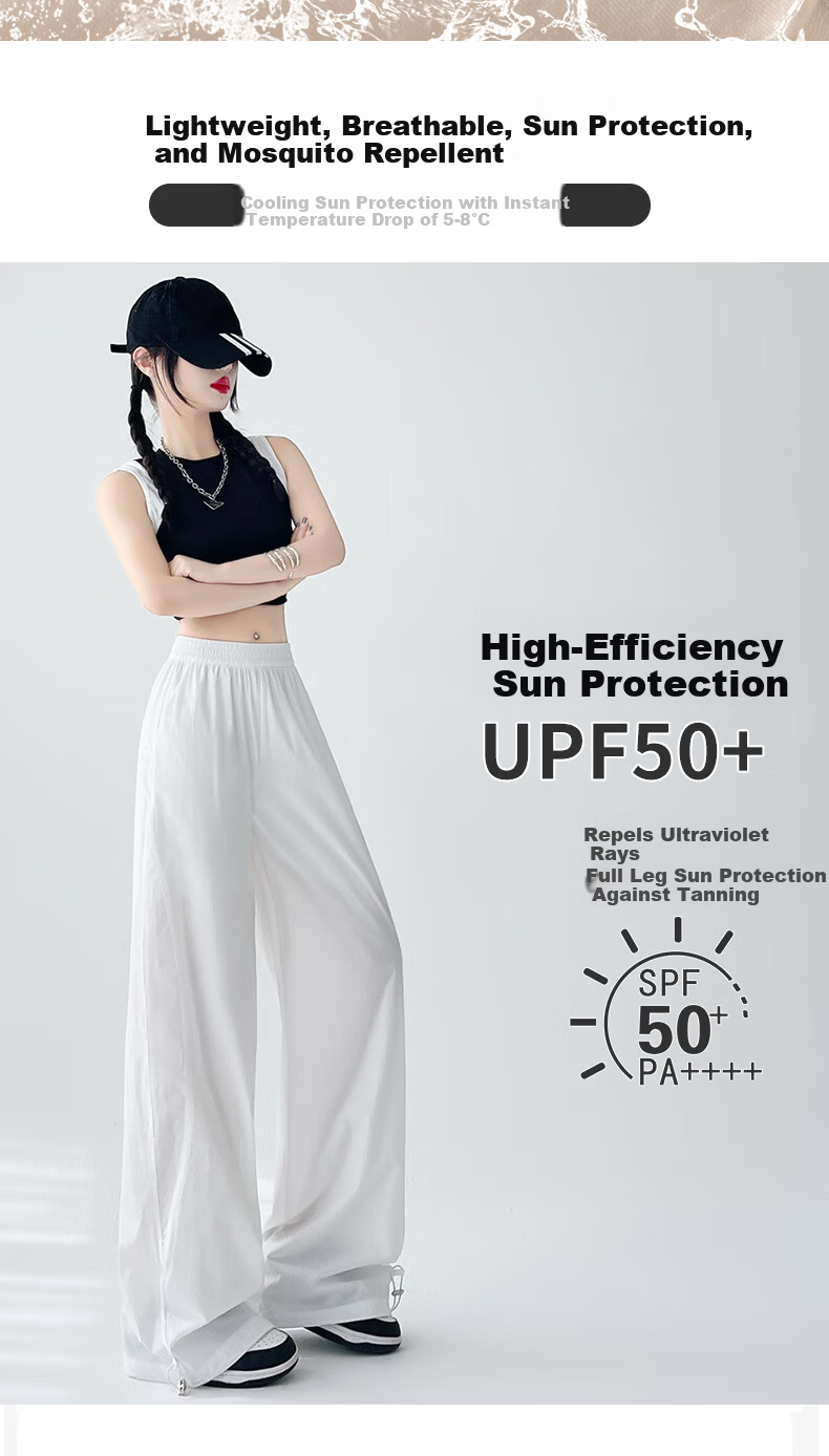La Chapelle Women's Cargo Pants 2026 New Spring Summer Paratrooper Lightweight Ice Silk Quick-Dry Wide-Leg Drawstring Sports Trousers 16