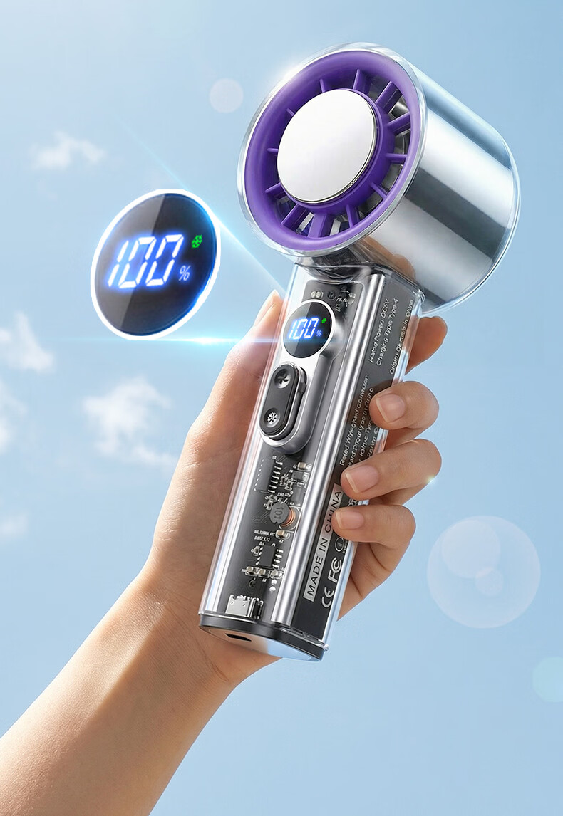 CHIGO Handheld Mini Fan Cooling Ice Compress High-Speed Powerful Small Fan Semiconductor Ice Compress Outdoor Cooling Mini USB Rechargeable Long Battery Life Dorm Use 11