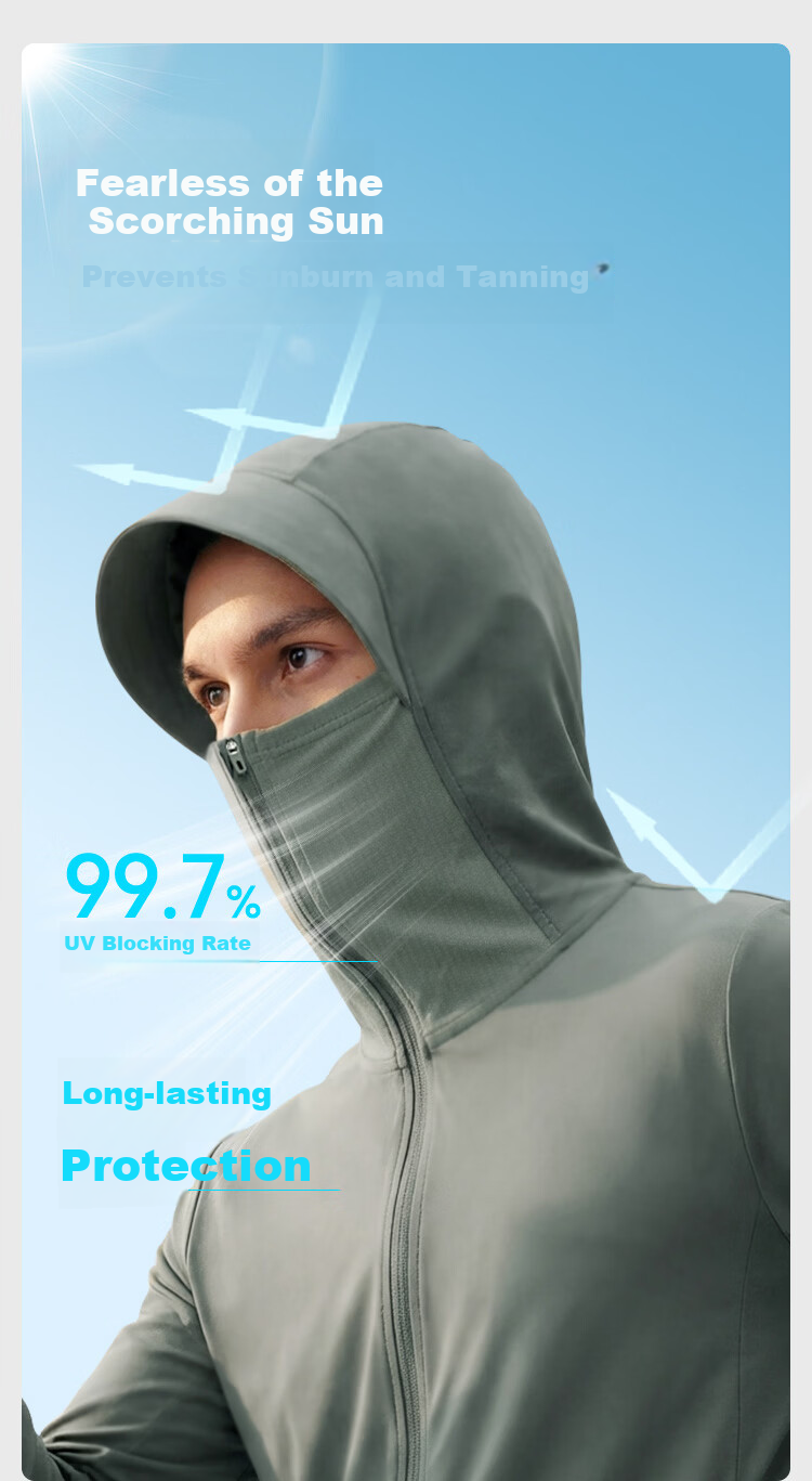 JD Jingzao Bestselling 10k+ Small Cooling Fan Men's Sunscreen Ice Silk Cool Outdoor Sun Protection Jacket Spring Summer Thin Coat Light Pine Green L 5