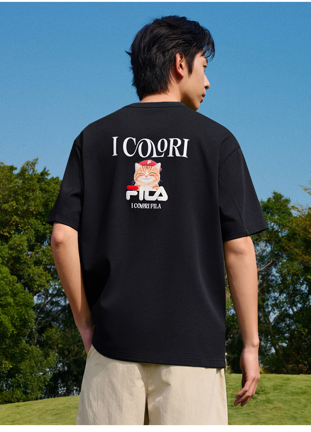 FILA Official 2026 Summer Couple Short Sleeve T-Shirt Casual Loose Fit Cotton Cat Knit Tee 29