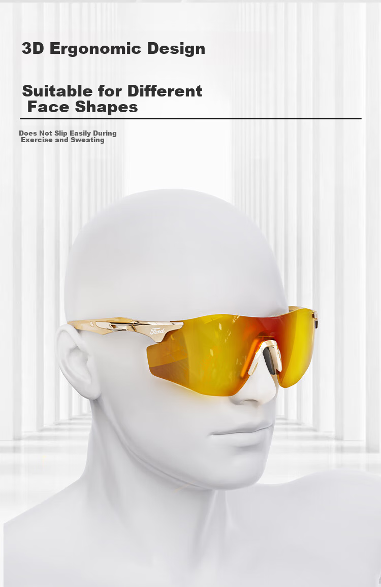 Fute Outdoor Cycling Sunglasses, Running Fitness Myopia Glasses for Men And Women, Photochromic Protective Eyewear F133-01 Transparent Champagne 8