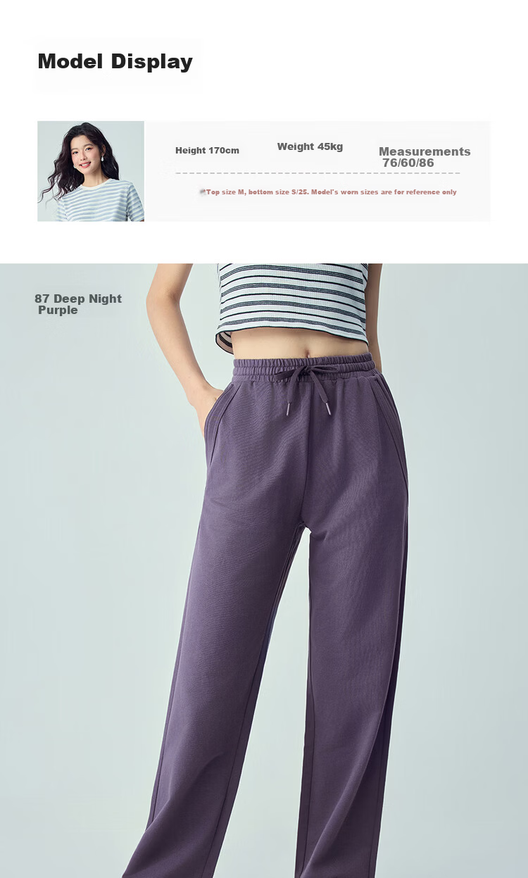 Giordano Women's 2026 Summer Pure Cotton Casual Pants with Patch Pockets Elastic Waist Knit Sweatpants 13416245 13