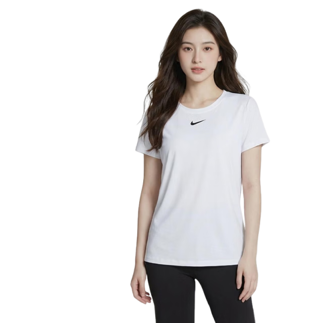 Nike Women's Crew Neck Short Sleeve T-Shirt Training Quick-Dry Spring FN2799-101 White L