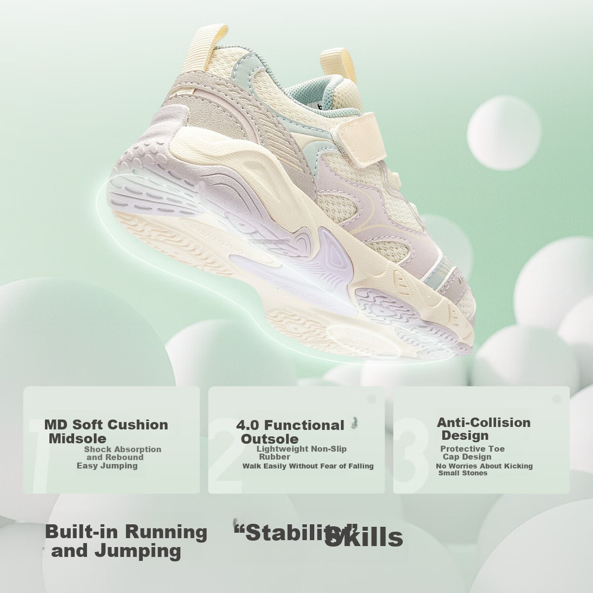 BALABALA Kids Toddler Walking Shoes Boys Girls 2026 Spring Autumn Baby Non-Slip Functional Breathable Shoes