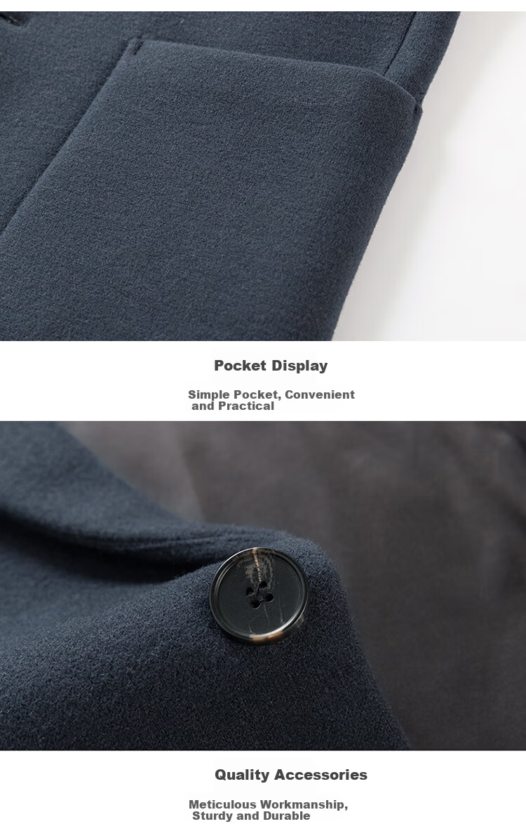 ROMON Wool Suit Jacket for Men, Autumn And Winter Business Casual Thick Coat, Men's Outerwear, 85XF Black 3XL 21