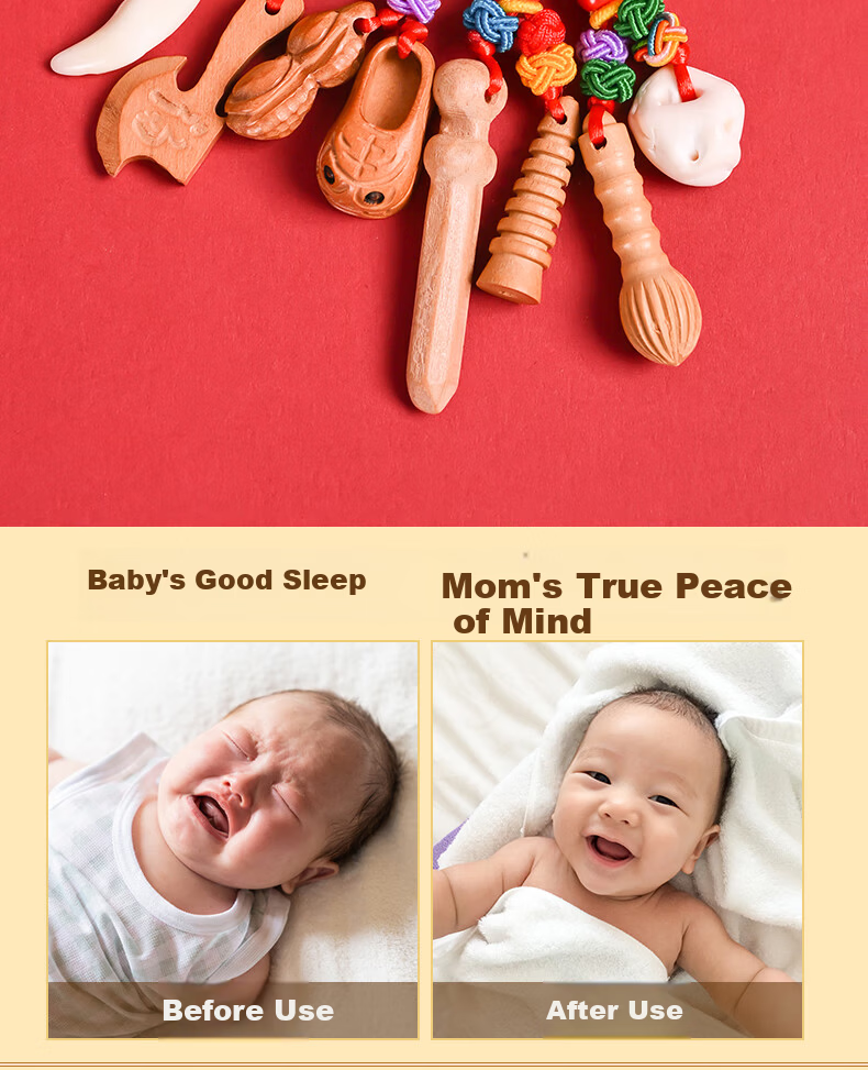 Fengshui Pavilion Baby Peach Wood Pendant Portable Peach Wood Sword Dog Tooth Tiger Head Shoe Cabbage Wenchang Tower Backpack Crib Pendant 6