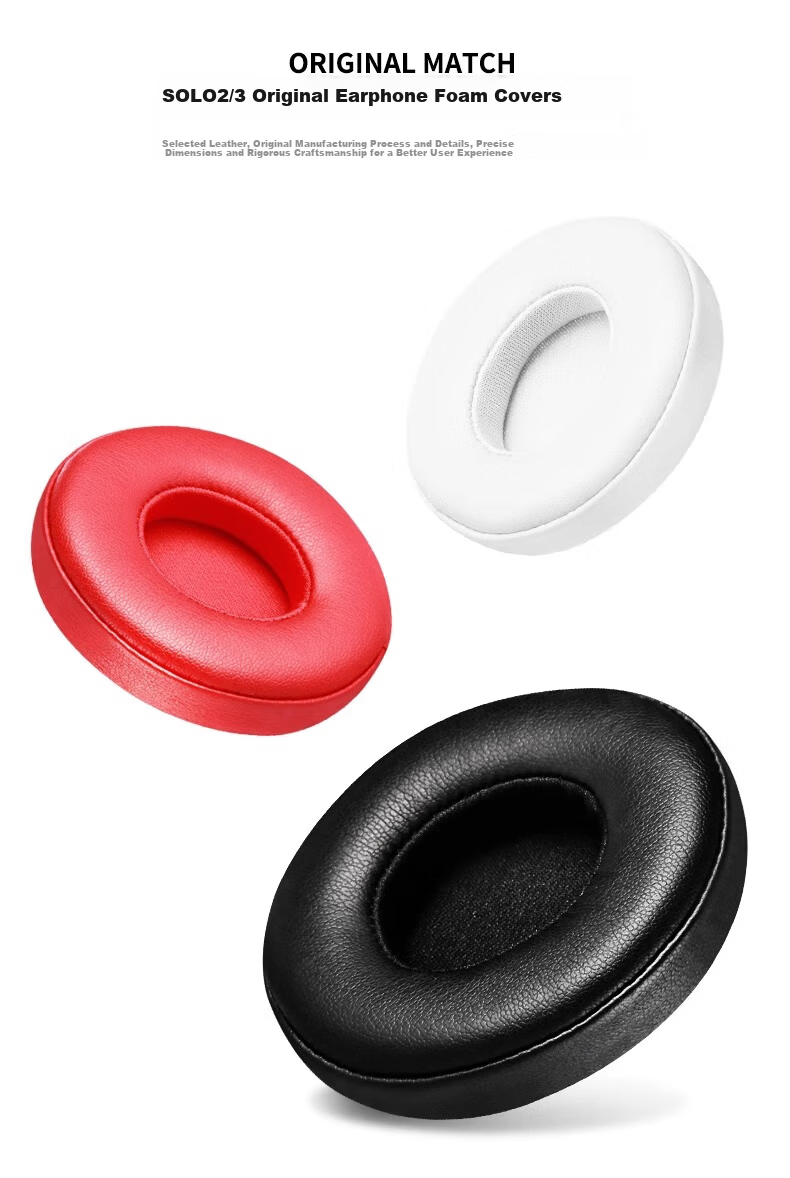 Penggu Replacement Ear Cushions for Beats Solo3 Wireless Headphones, Compatible with Solo2, Genuine Sheepskin Leather Ear Pads, White 6