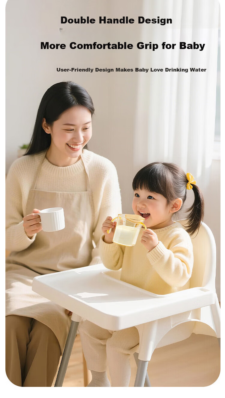 Guangduola Infant Thermos Cup for Children 1-3 Years Old Baby Insulated Milk Bottle Straw Water Cup Small Age Learning Drinking Cup 8
