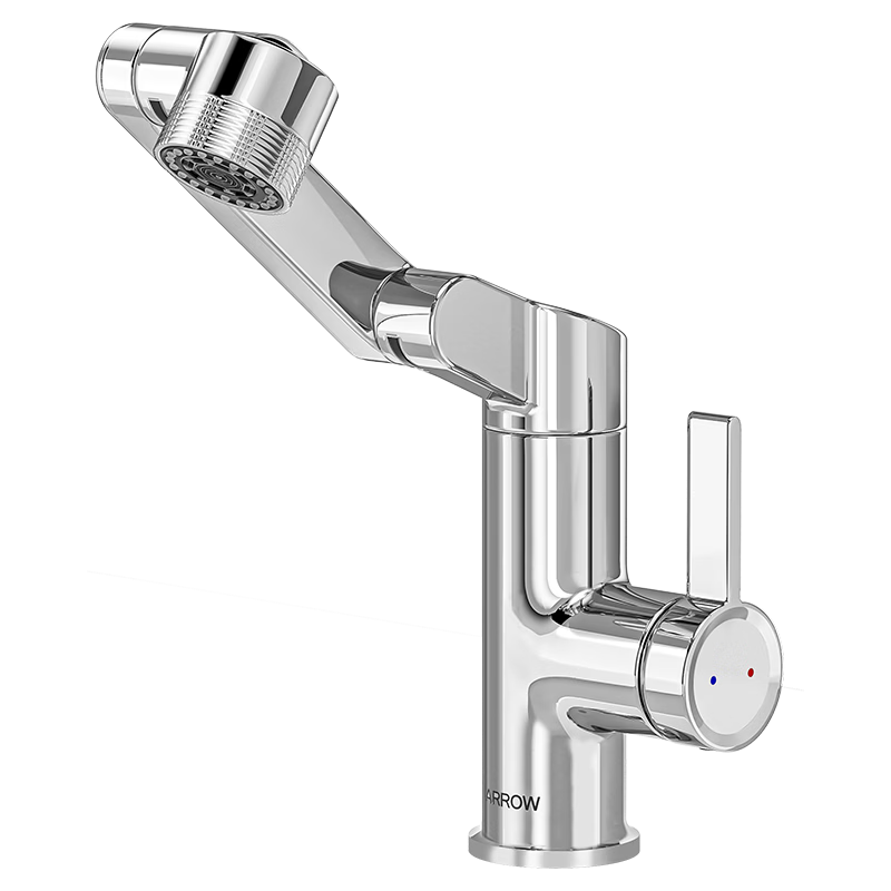 ARROW Off-White Basin Faucet Zinc Alloy Swivel Mechanical Arm Bathroom Hot and Cold Washbasin Tap