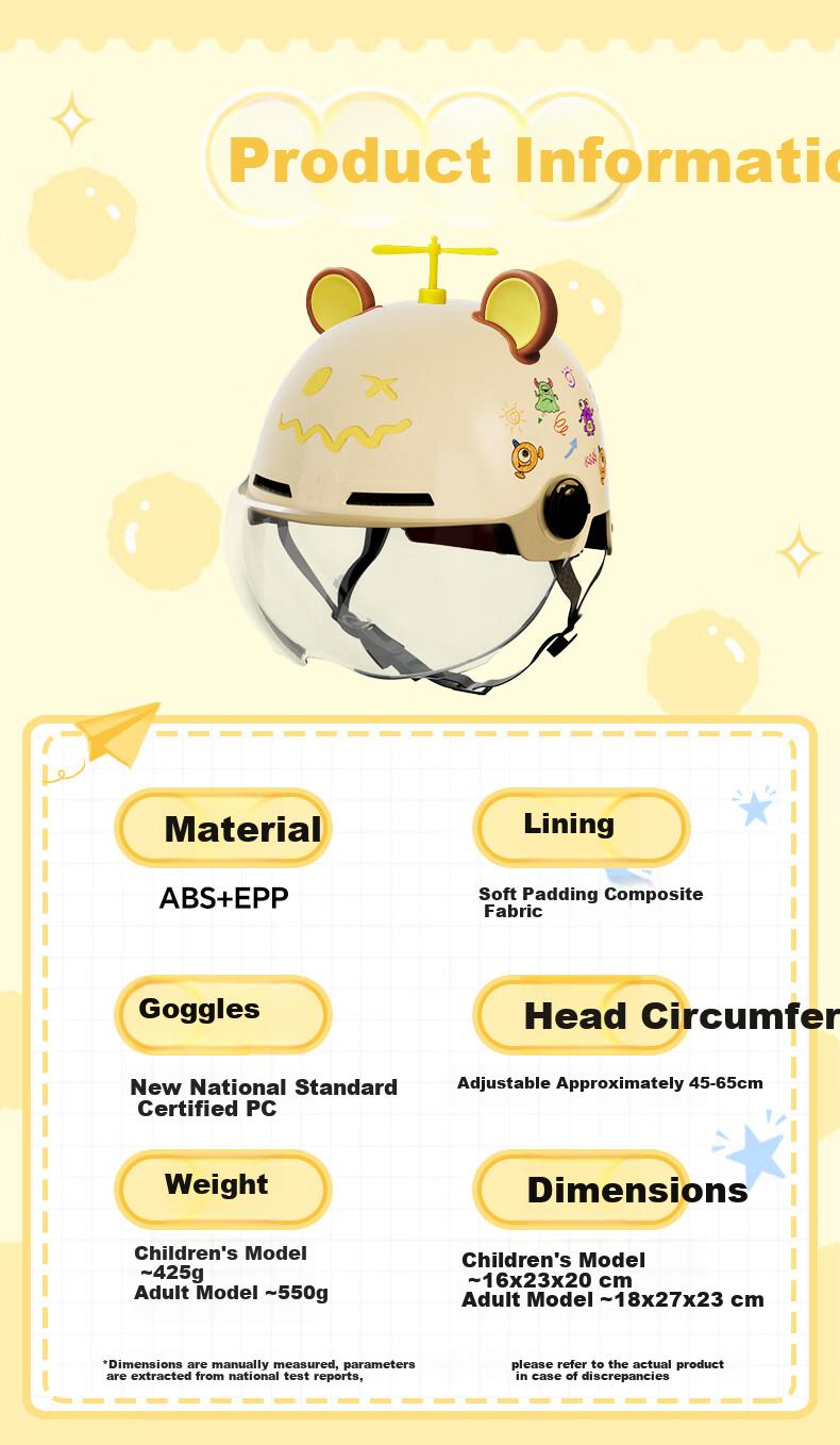 Luyuan Electric Bike Helmet Parent-Child Adult and Kids Helmet 3-6 Years Summer Cute Boys and Girls Safety Cap Baby 3-12 Years Blue 3C Transparent Short Visor 7