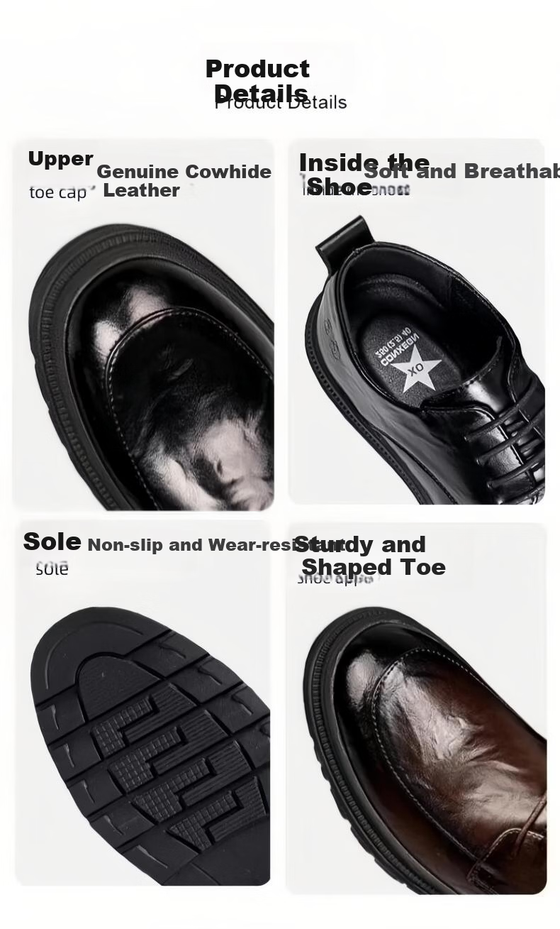 Jingzhenlianggong Men's Genuine Leather Dress Shoes 2026 Spring Business Lace-up Derby Black Size 40 4