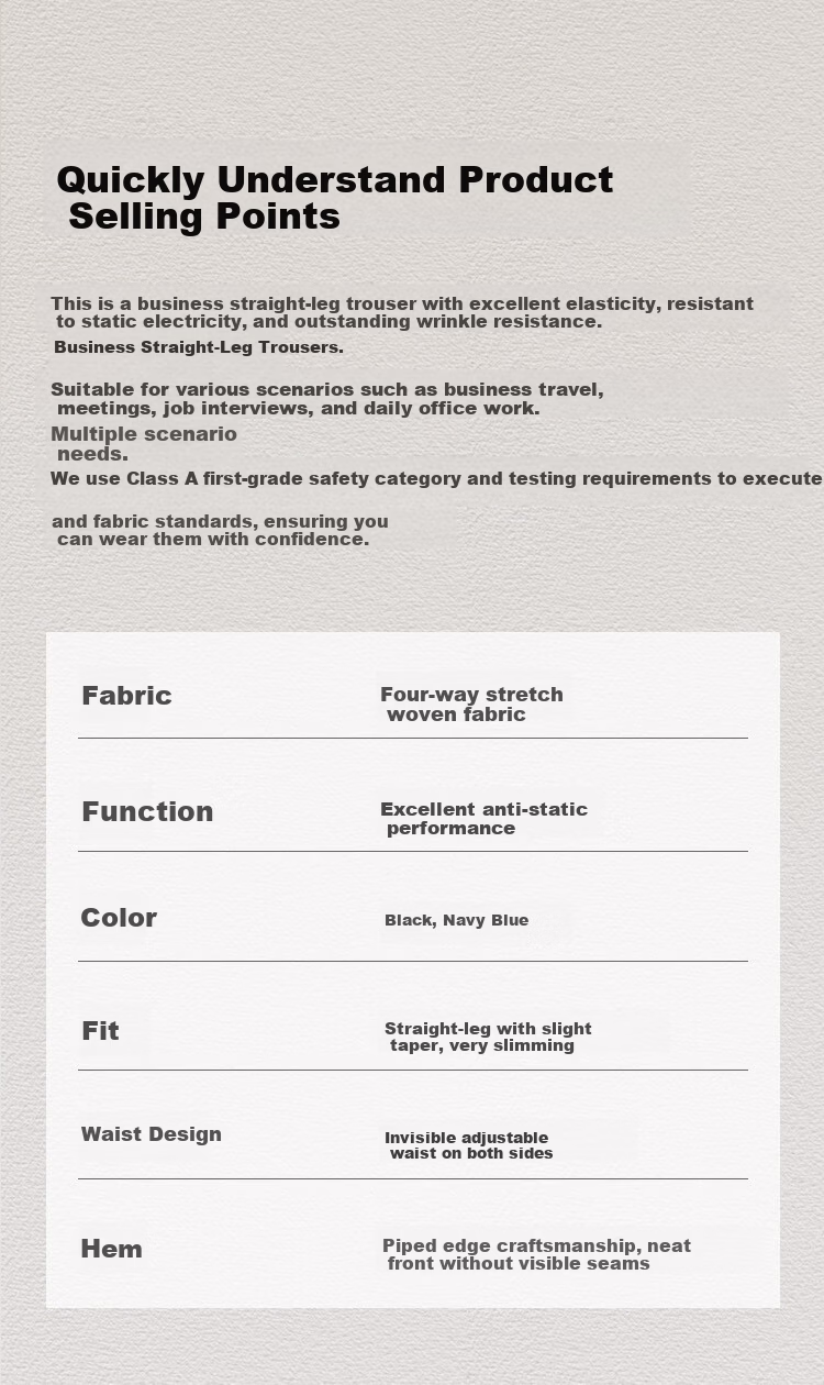 JD Jingzao High Elastic Anti-Static Casual Pants Men Autumn New Business Wrinkle-Resistant Trousers Navy Blue 35 3