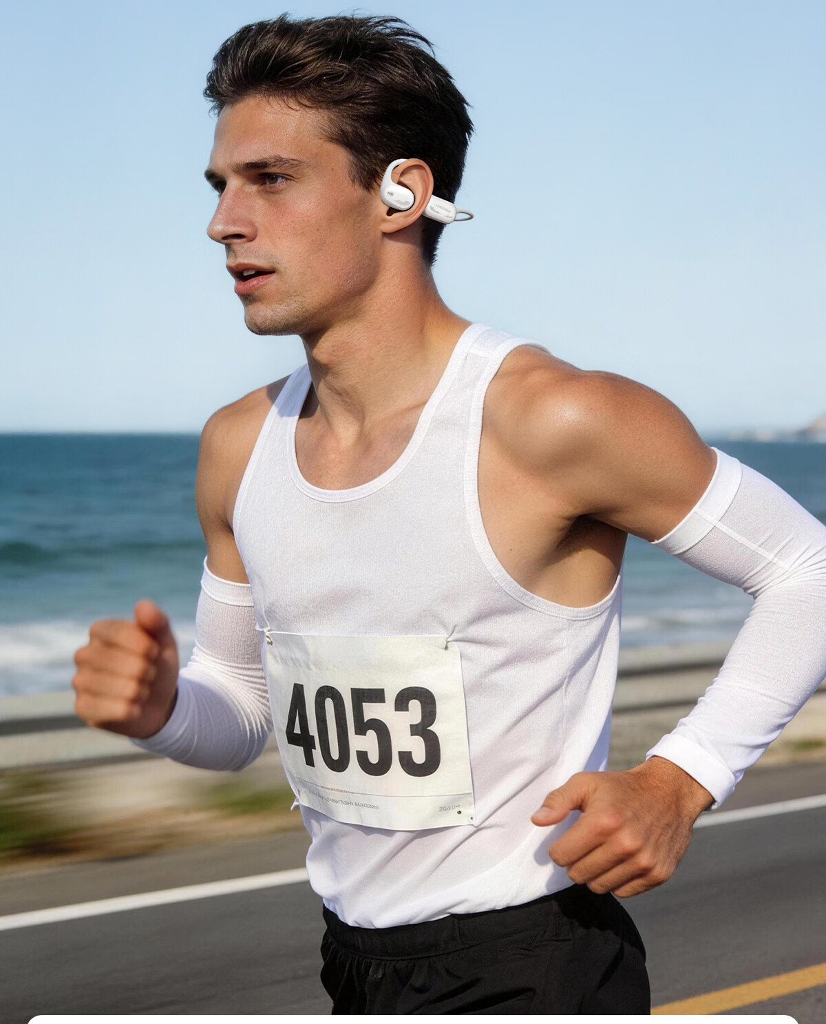 Langston AirWave Pro 2 Open-Ear Bone Conduction Bluetooth Headphones Waterproof Sweatproof Long Battery Life for Apple Huawei Iceberg White 9