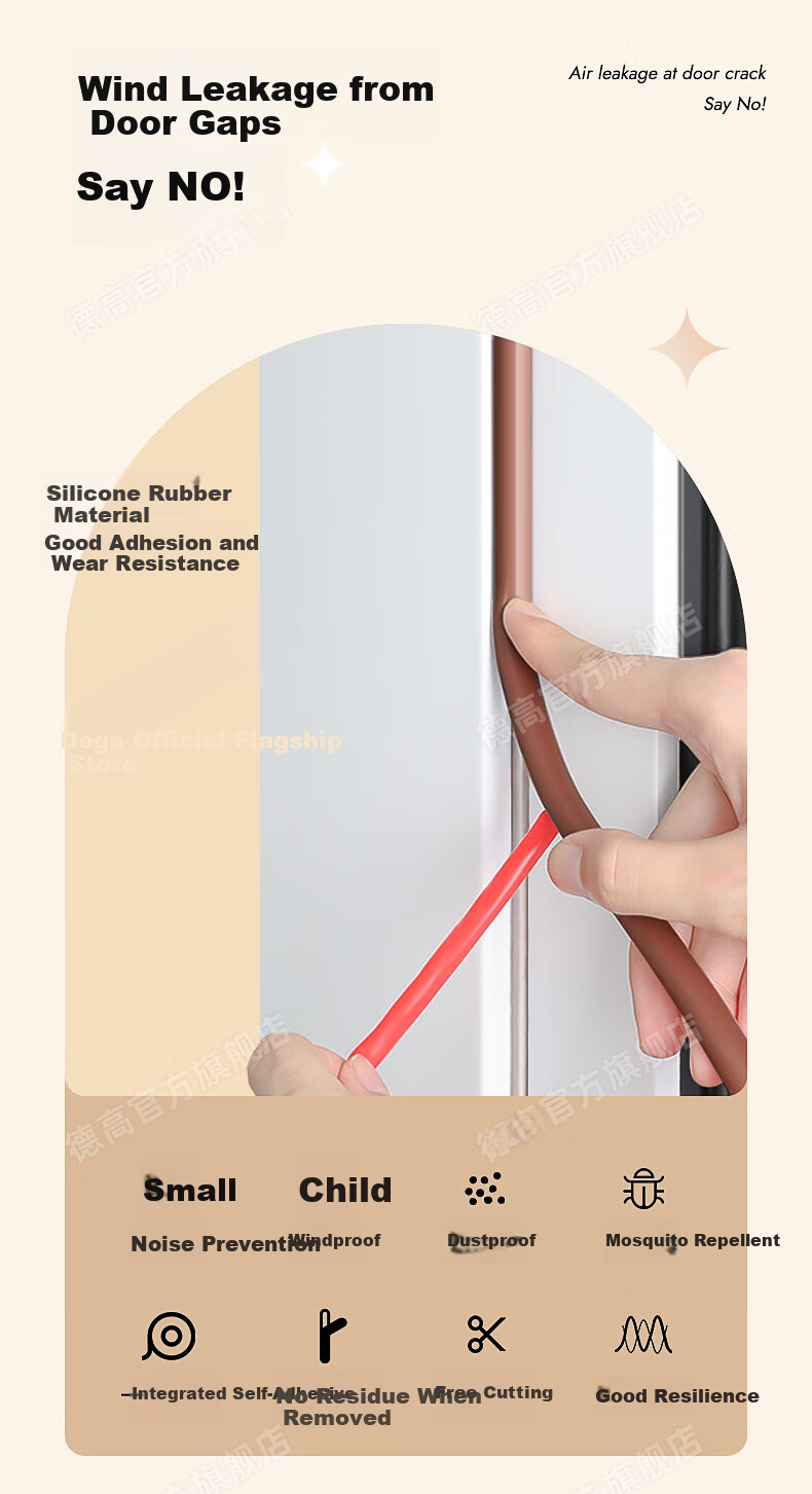 DeGao Soundproof Windproof Door and Window Seal Strip D8 White 5