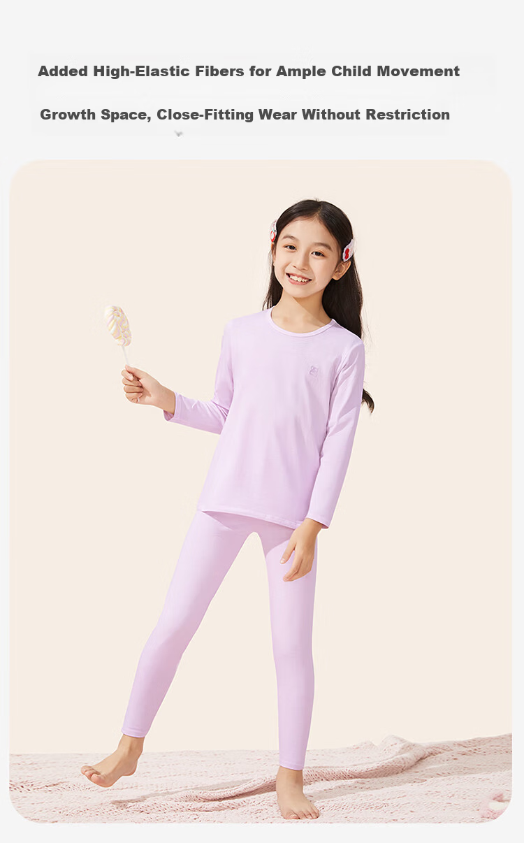 Jiusuiban Children's Thermal Underwear, Girls' Autumn And Winter Fleece-Lined Thin School Uniform Base Layer Cotton Sweater Pajamas Pants, Big Kids Autumn Clothes And Pants 7