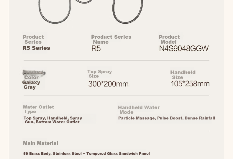 Anhua Bathroom Shower Set Brass Body Pressurized Piano Key Gun Gray Round Tube N4S9048GGW 45