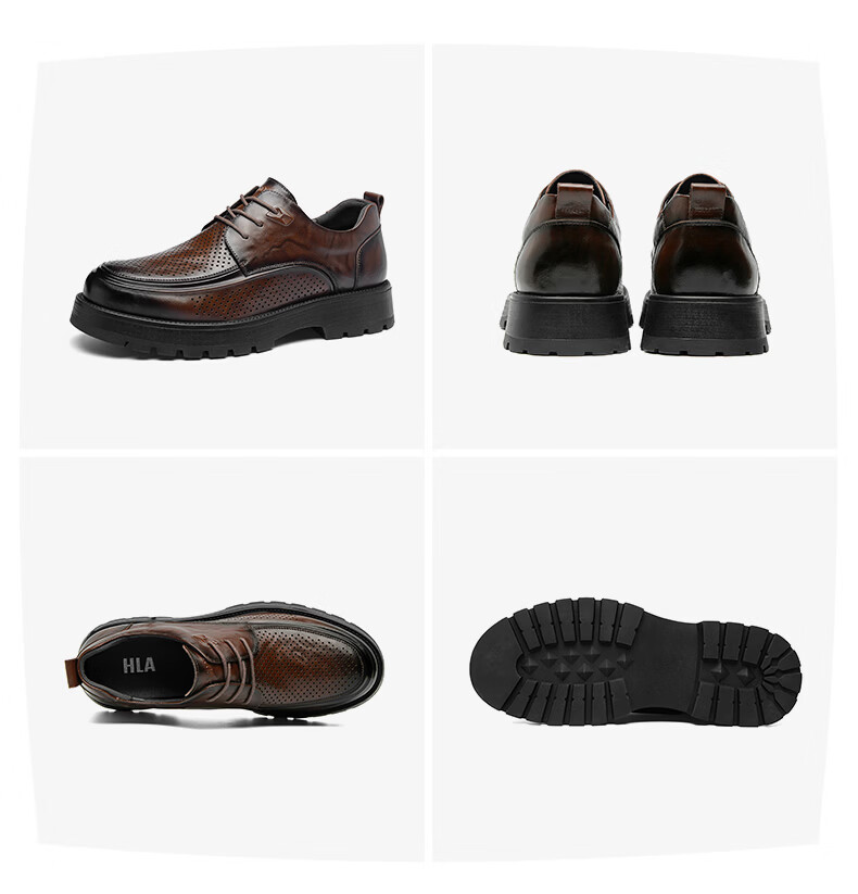 HLA Men's Business Casual Height Increasing Breathable Work Shoes HAAGZM2DBI044 Black Size 38 18