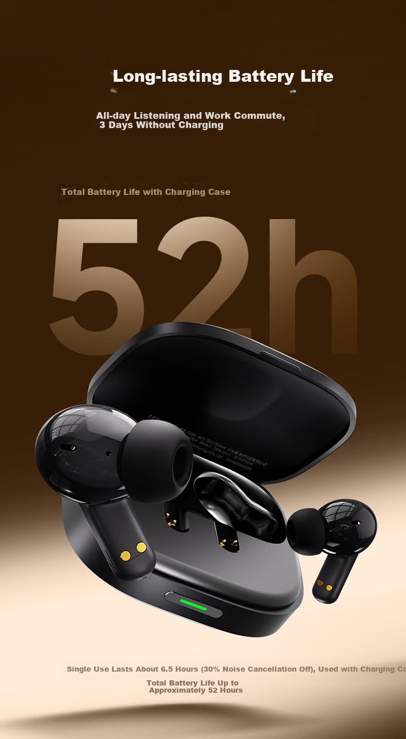 Aigo In-Ear Bluetooth Earphones Active Noise Cancelling Bluetooth 6.0 Business Music HD Call 52H Battery Life Luxury Leather Texture Universal for Xiaomi Apple TA56 Beige 5