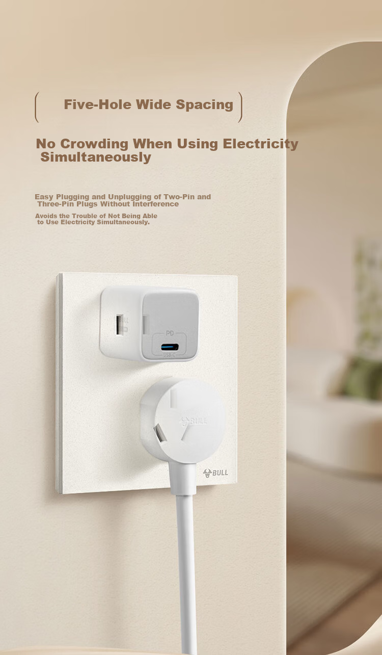 BULL G57 Butterfly Ultra-Thin 10A Seven-Hole Large Panel Socket G57Z323 Floral White Flush Mount Socket 10
