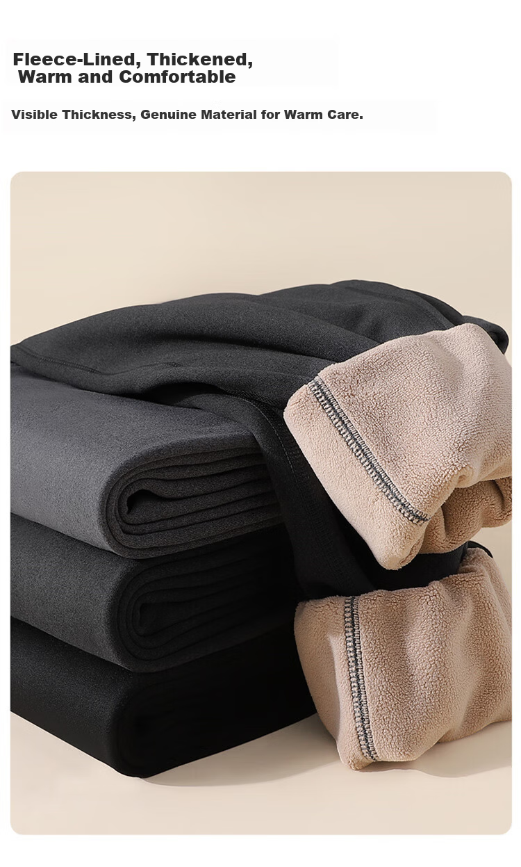 Me feeling Men's Thermal Pants Autumn Winter New Thickened Fleece Lined Wool Silk Knee Support Slim Fit Base Layer Pants Plus Size 8