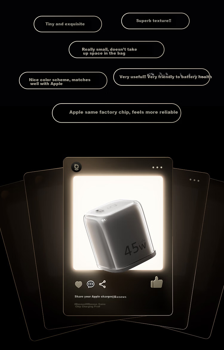 Baseus Tongxin Pro GaN Charger PD 45W/40W Fast Charger for iPhone 17/16/15 Pro Max/Air and iPad 3