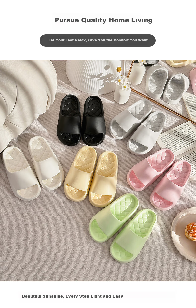 ABFE Women's Summer Indoor Home Bathroom Slippers Silent Non-Slip Soft Sole Men's Black Sandals Size 42-43 1