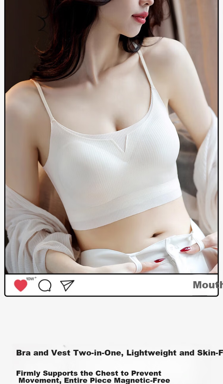 GUJIN Seamless Women's Bra, Backless Vest Style, Small Chest Push-Up, Strapless Integrated Anti-Exposure Thin Bandeau Bra 3