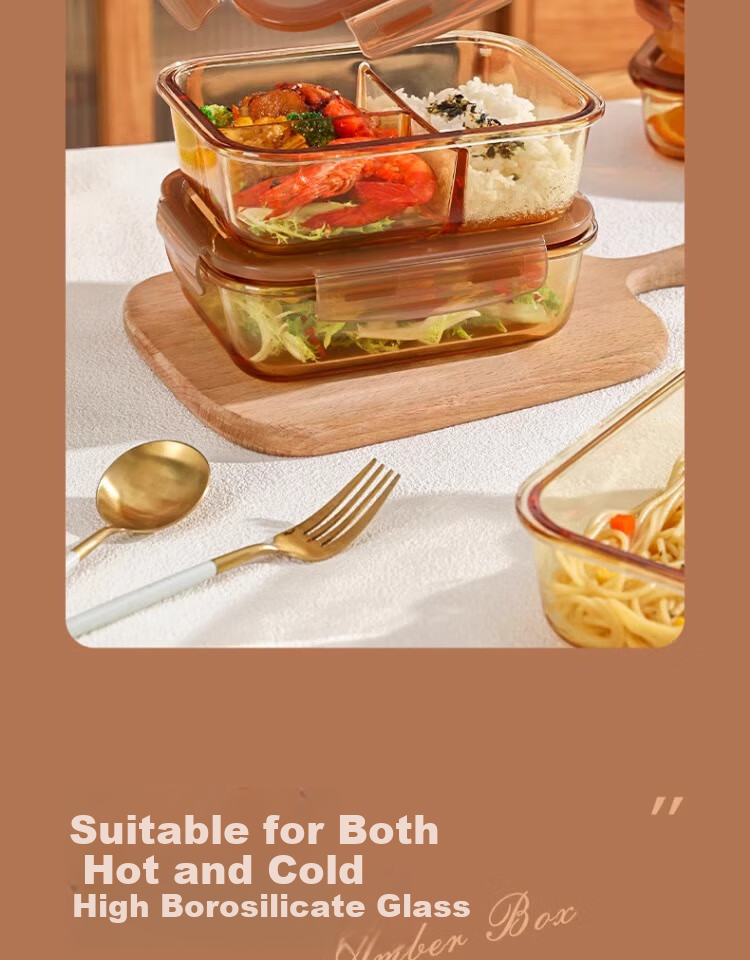 Xilekou Cilock Glass Lunch Box for Office Workers, Microwave-Safe Food Container, Large Capacity Insulated Bento Box, Single Pack 7