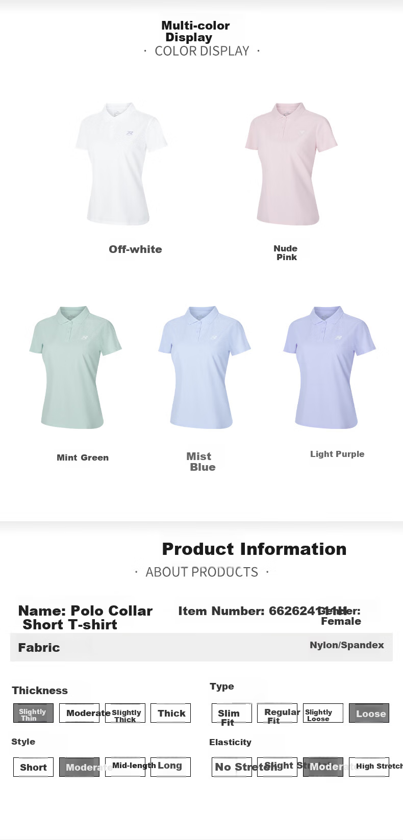 361° Women's Spring Summer Sports Polo Shirt Quick-Dry Fitness Casual Running Short Sleeve Top 662624111H-3 20