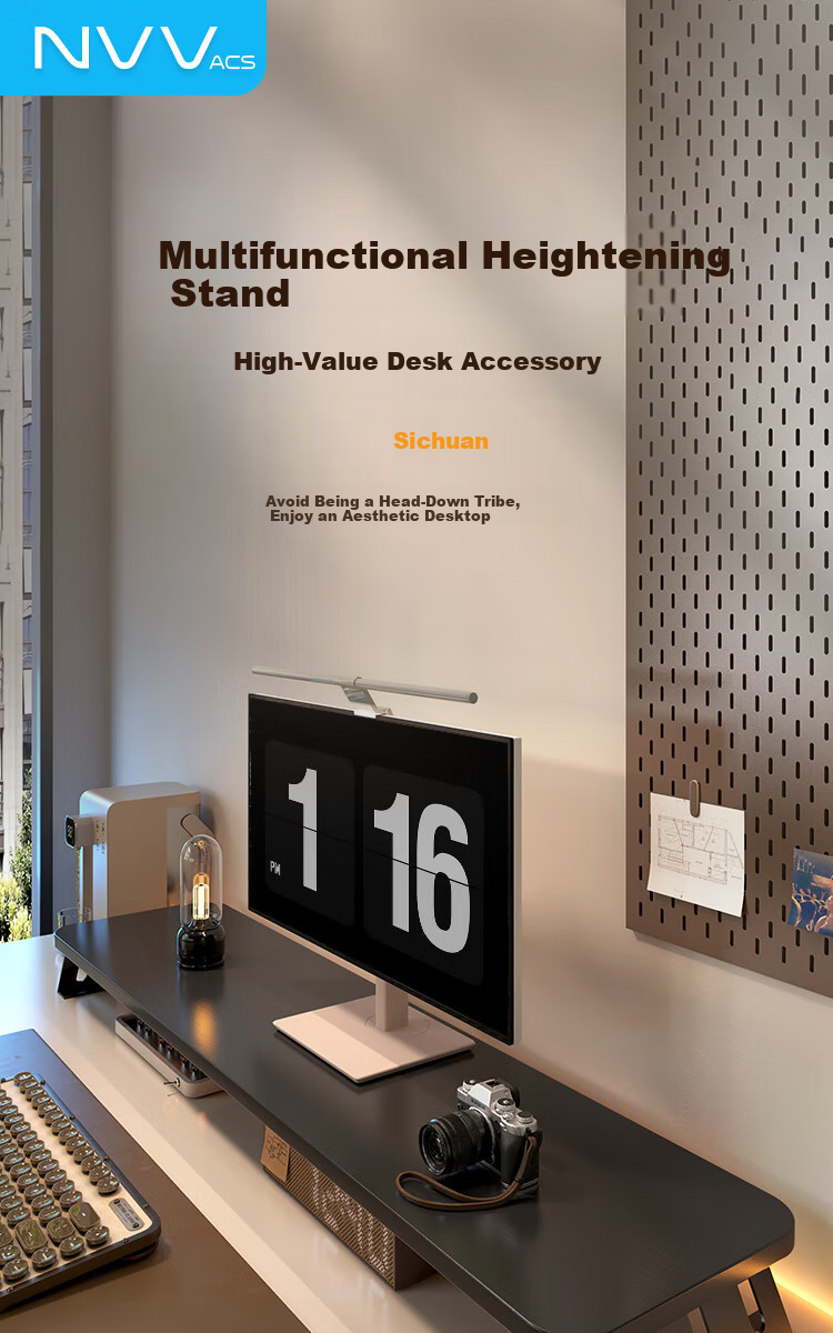 NVV Monitor Riser Desktop Computer Stand Desk Pad Elevated Office Laptop Stand Acrylic Floating Visual Desktop Storage Base NP-31 1